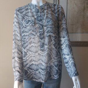 Banana Republic Black, Grey & Ivory Snakeskin Pattern Blouse
